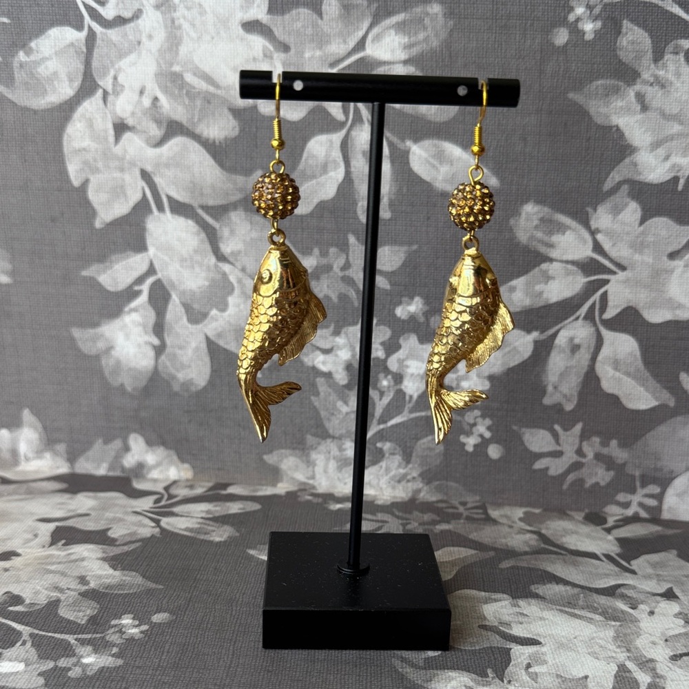 Gold Tone Fish Earrings